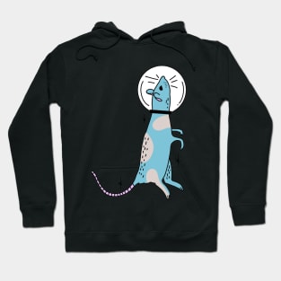 blue and gray astronaut rat in space cute gift Hoodie